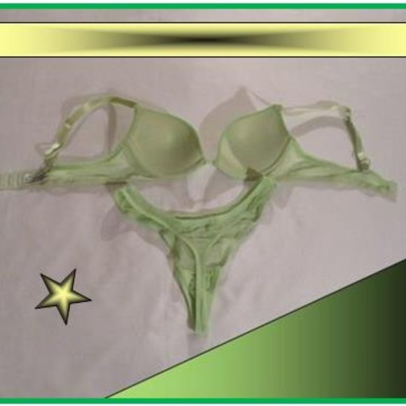 RAMPAGE LIME GREEN SHEER NET BRA SET - Picture 6 of 15